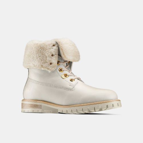 Picture of Track Sole Ankle Boots with Shearling Trim