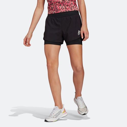 adidas Fast PrimeBlue Graphic Womens 2 In 1 Running Shorts - Black