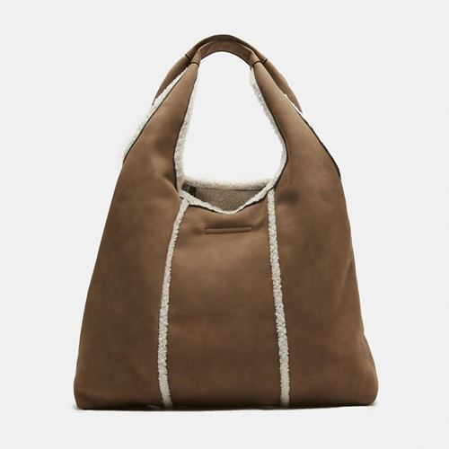 Picture of HOBO BAG WITH FAUX FUR DETAILS