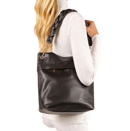 Picture of Leather Effect Hobo Bag with Plaited Handle