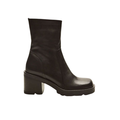 Picture of Block Heel Leather Ankle Boots