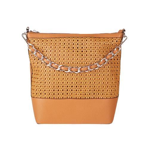 Picture of Perforated Faux Leather Shoulder Bag with Chain