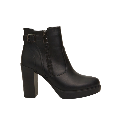 Picture of Heeled Ankle Boots with Buckle and Zip