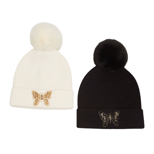 Picture of Pom Pom Beanie with Butterfly