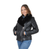 Picture of Eco-Leather Jacket with Faux Fur Lapels