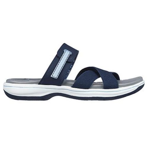Skechers, Shoes, Skechers Yoga Mat Womens Slide Sandal Navy Blue Size 9