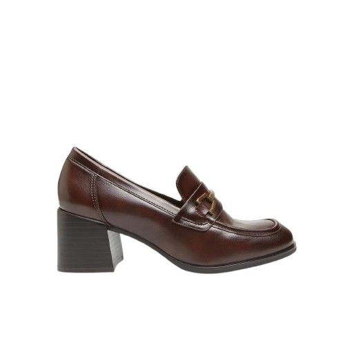 Picture of Block Heel Faux Leather Loafers