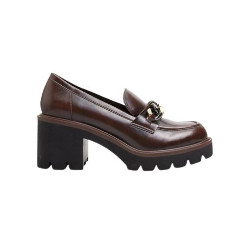 Picture of Chunky Heel Faux Leather Loafers with Chain Detail