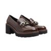 Picture of Chunky Heel Faux Leather Loafers with Chain Detail