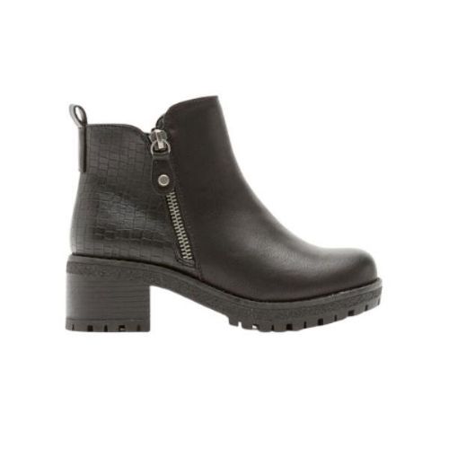 Picture of Girls Faux Leather Ankle Boots with Croc Effect Panel