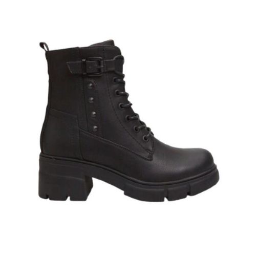 Picture of Faux Leather Ankle Boots with Studs and Buckle Strap