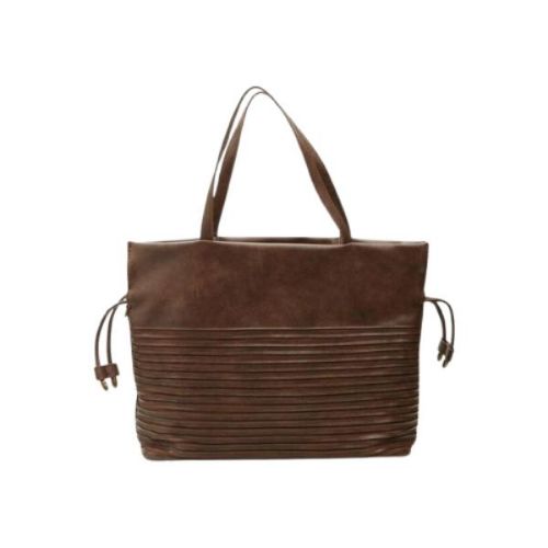 Picture of Faux Leather Tote Bag with Drawstring Closure