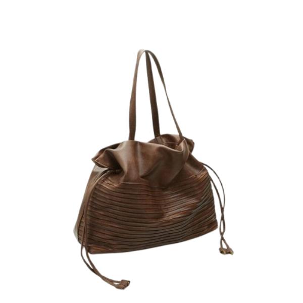 Bata Faux Leather Tote Bag with Drawstring Closure Accessories Handbags