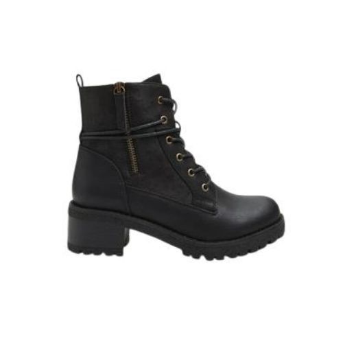 Picture of Block Heel Lace-Up Ankle Boots with Side Zip