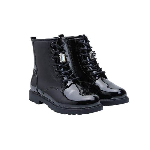 Picture of Girls Patent Effect Ankle Boots with Charms