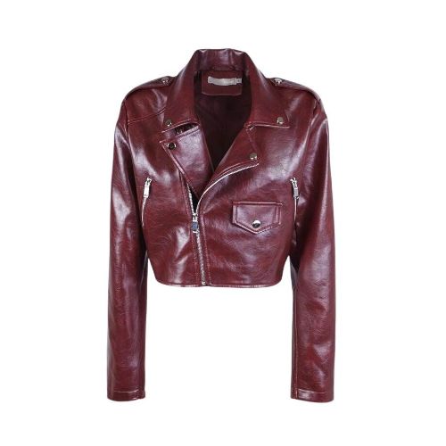 Picture of Cropped Faux Leather Biker Jacket