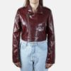 Picture of Cropped Faux Leather Biker Jacket