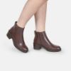 Picture of Block Heel Leather Ankle Boots with Zip
