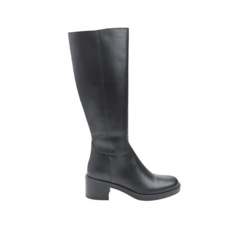 Picture of Block Heel Knee High Leather Boots with Zip