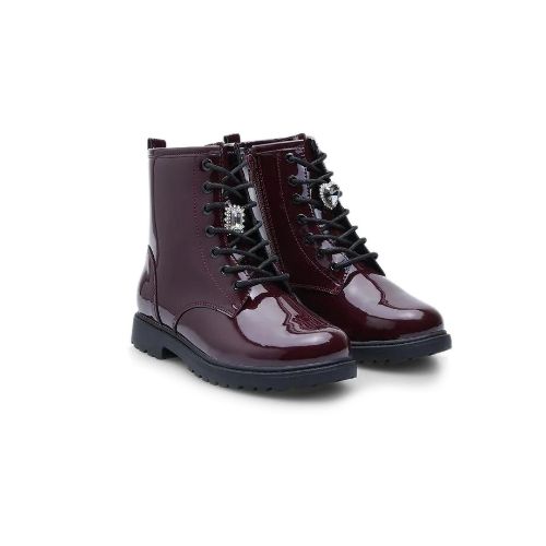 Picture of Girls Patent Effect Ankle Boots with Charms