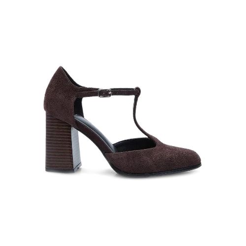 Picture of Block Heel Suede T-Bar Shoes