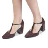 Picture of Block Heel Suede T-Bar Shoes