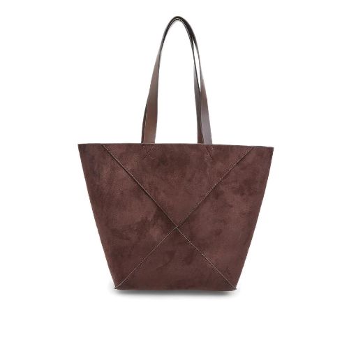 Picture of Faux Suede Shopper Bag with Pouch