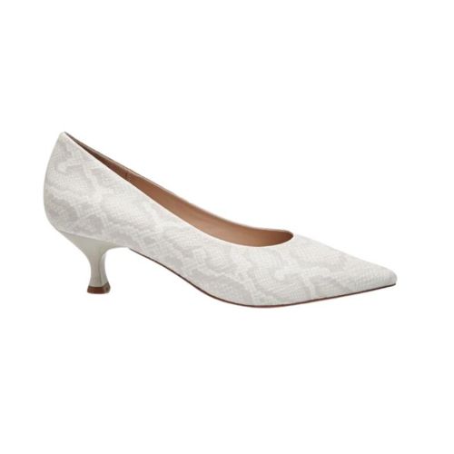 Picture of Snakeskin Effect Kitten Heel Court Shoes