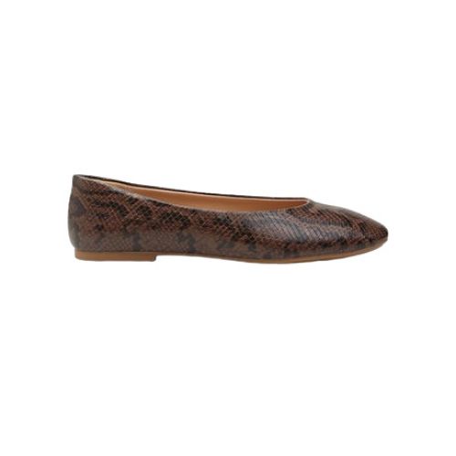Picture of Faux Snakeskin Square Toe Ballerina Flats