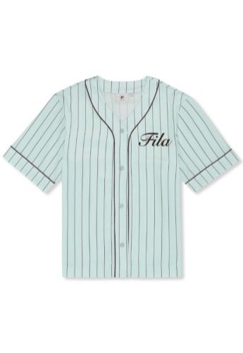 Picture of Fiesole Boxy Pinstriped Satin Baseball Shirt