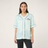 Picture of Fiesole Boxy Pinstriped Satin Baseball Shirt