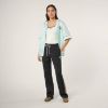 Picture of Fiesole Boxy Pinstriped Satin Baseball Shirt