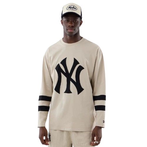 Picture of New York Yankees MLB Light Beige Oversized Long Sleeve T-Shirt